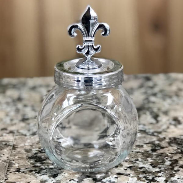 Fleur-de-lis Decorative Jar - Custom Engraved