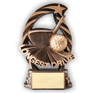 longest drive gold trophy resin with plate engraving