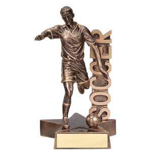 bronze male soccer trophy