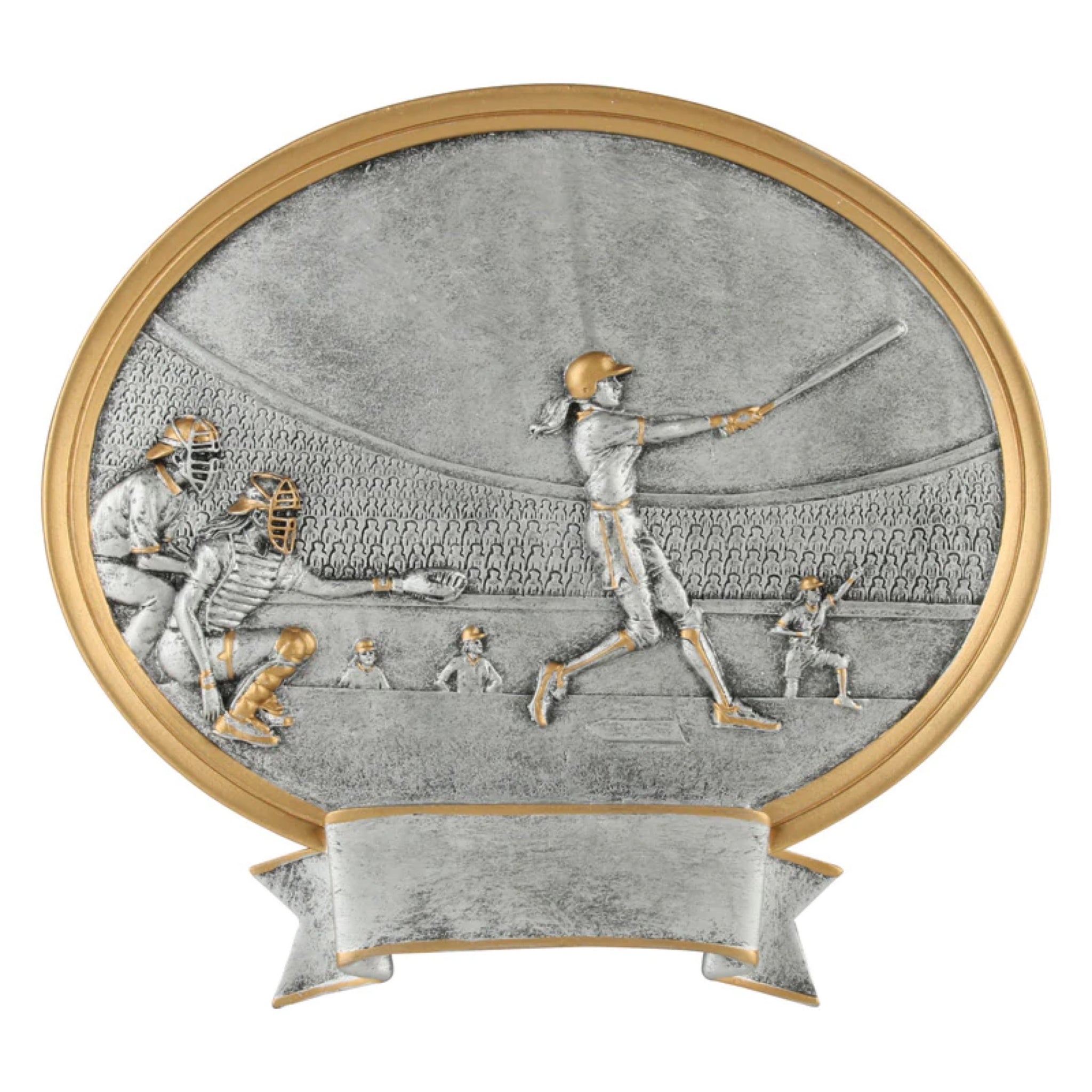 Gold & Silver Softball Resin / Softball Action Plays Trophy