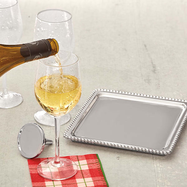 Mariposa Pearled Square Silver Platter