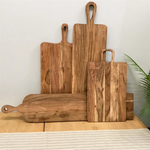 Cutting Board - Rectangle Acacia Wood w/ Square Handle