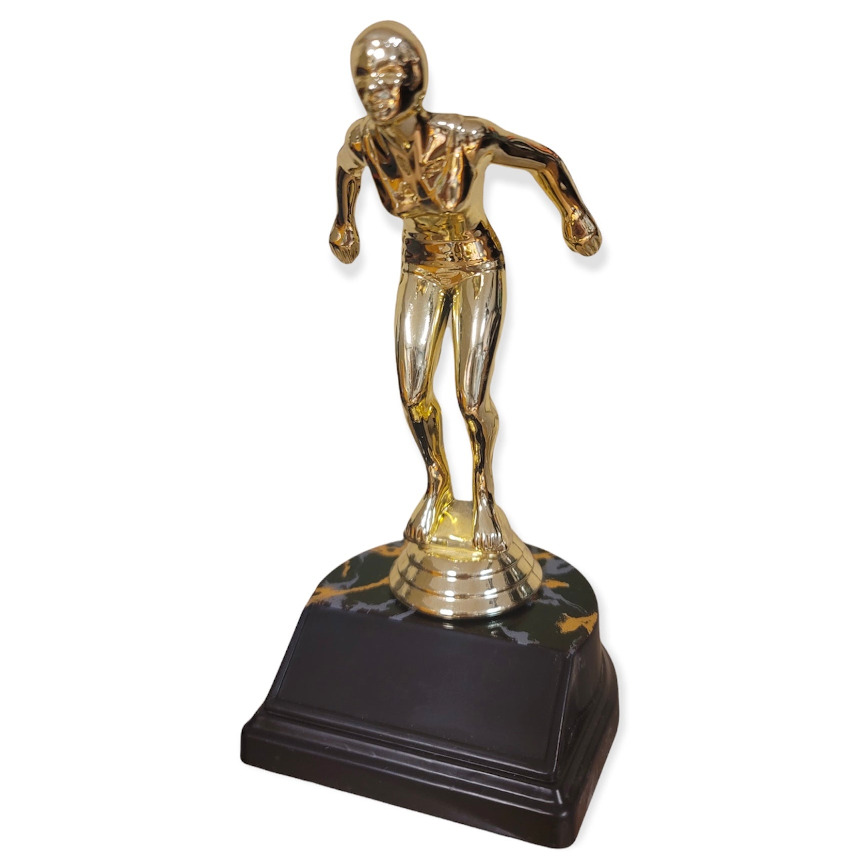 gold female swimmer trophy with free engraved plate