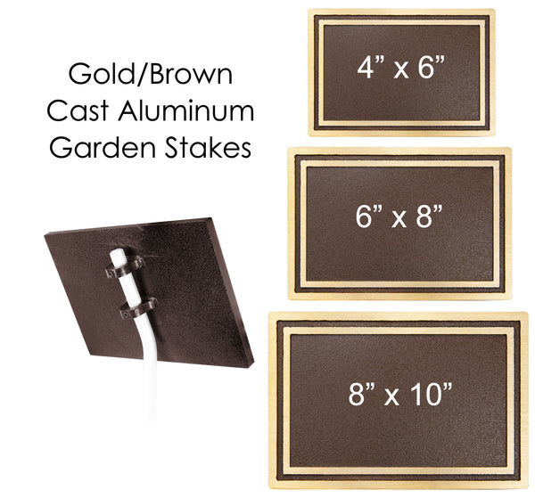 Custom engraved outdoor plaque with garden stake