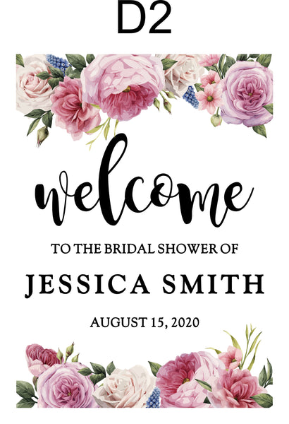 Floral welcome bridal shower sign.