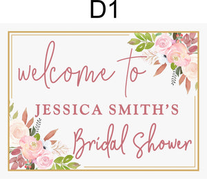 pink floral bridal shower sign