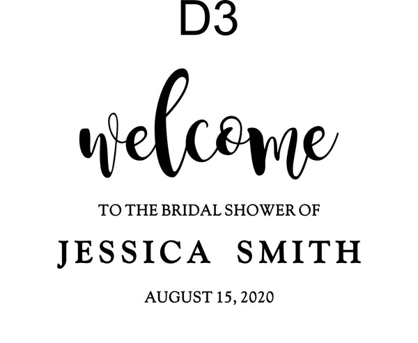 White Wedding and Bridal Shower Welcome Sign.