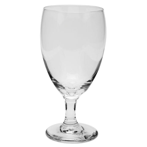 Personalized water goblet glass.