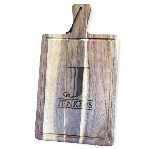 engraved acacia wood cutting board