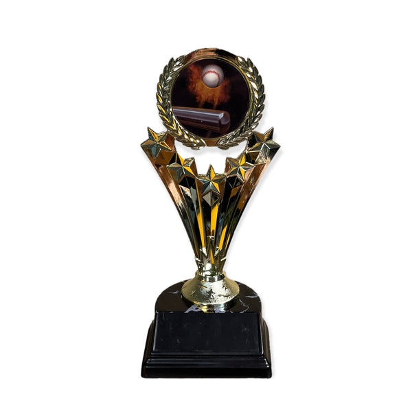 bronze star baseball trophy with free engraved plate