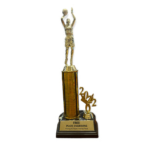 gold basketball trophy with free engraved plate