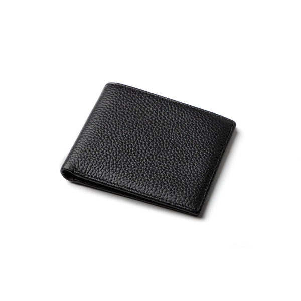 black genuine leather bi fold wallet