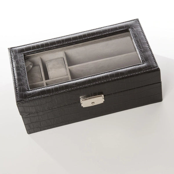 black croc leather accessory box
