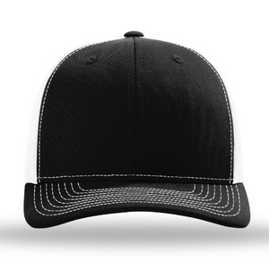 black/white richardson 112 trucker hat