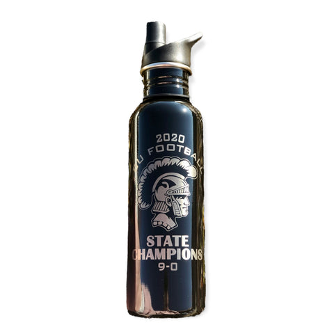 25oz Engraved Black Stainless Steel Water Bottle