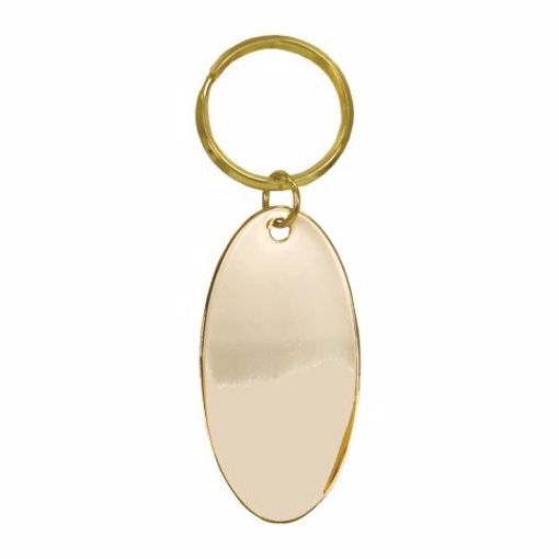 personalized brass oval keychain