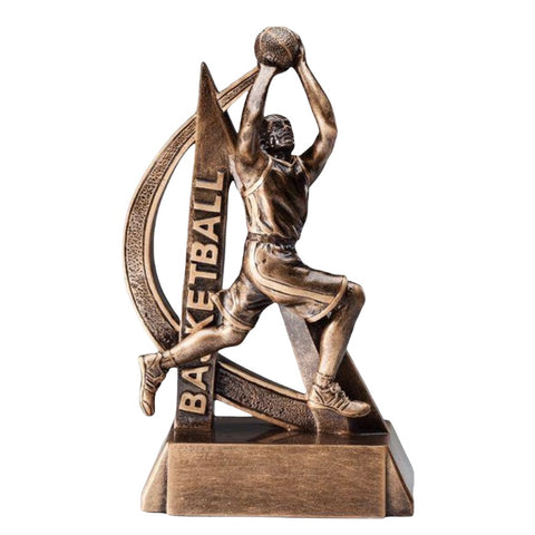 bronze action basketball trophy