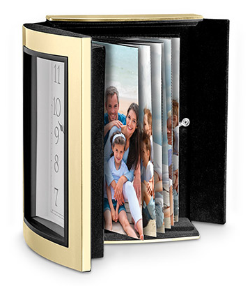 Gold Bulova clock and picture frame