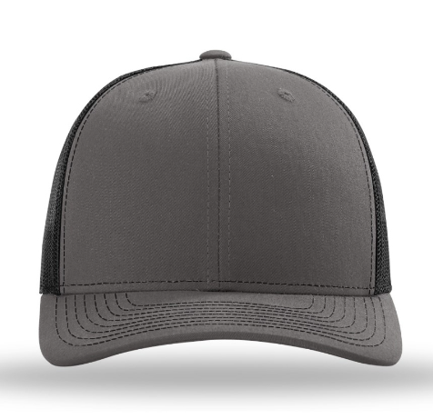 charcoal/black richardson 112 trucker hat