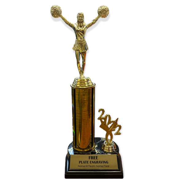 cheerleading trophy with free engraved plate and date figure