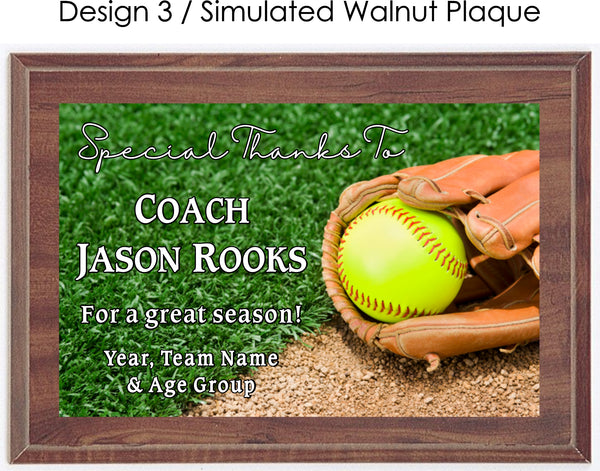 Softball Coach's Plaque - Generic