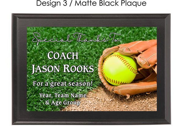 Softball Coach's Plaque - Generic