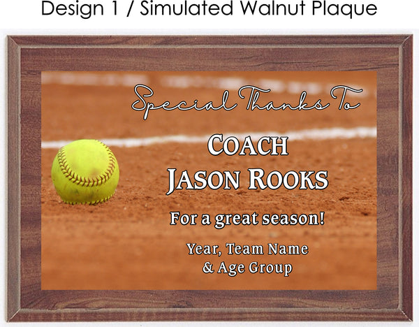 Softball Coach's Plaque - Generic