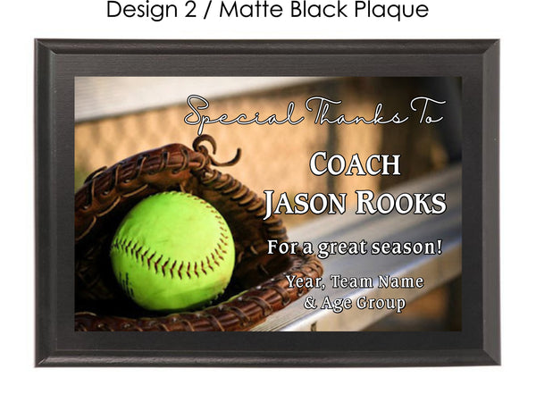 Softball Coach's Plaque - Generic