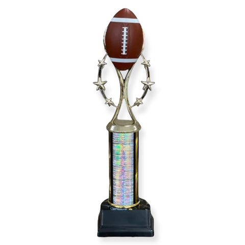 color sport football trophy with silver column
