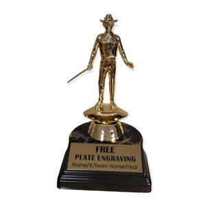 gold cowboy trophy with free engraved plate
