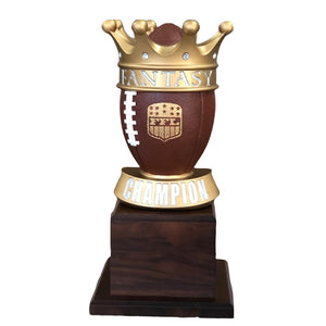 large king of fantasy football trophy on wood base with free engraved plate