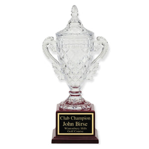 crystal cup trophy on rosewood base