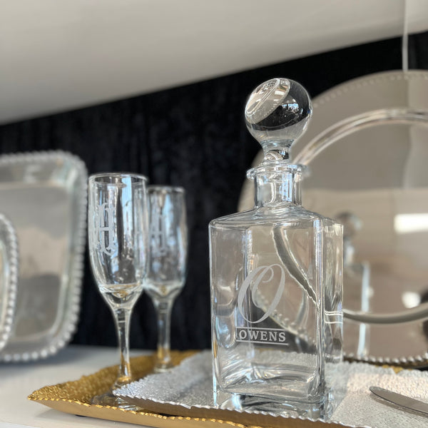 Square Engraved Glass Decanter