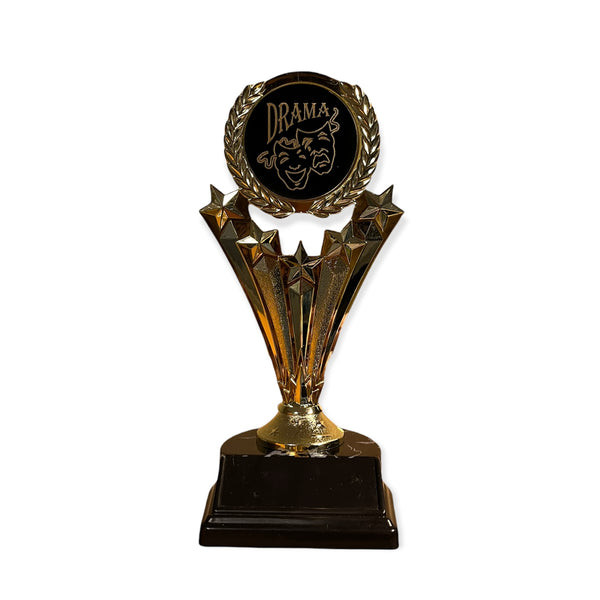 gold drama trophy with free engraved plate