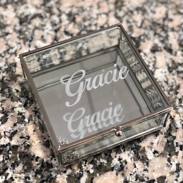 Personalized glass jewelry box