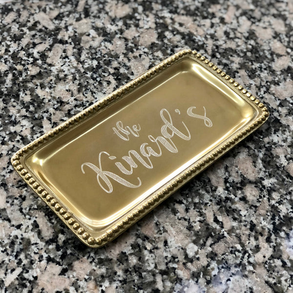 Tray - Gold Rectangle Beaded Edge