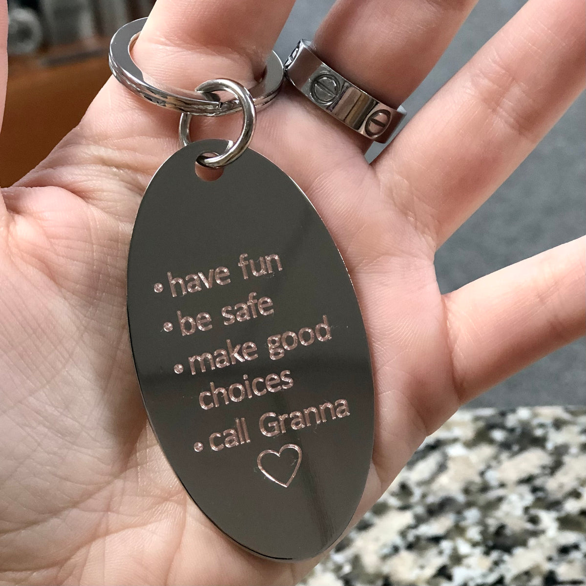 Engraved Metal Keychain | Personalized Metal Keychain | Silver Engraved ...