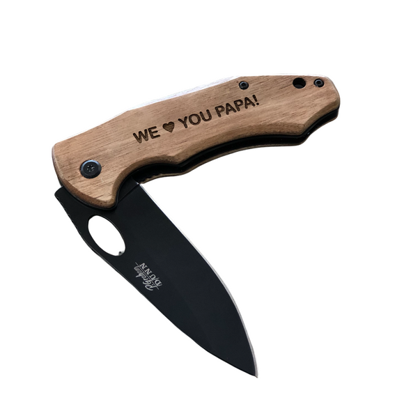wood knife with personalized handle