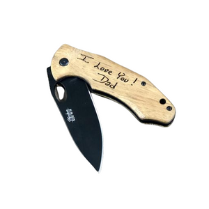 engraved wood knife