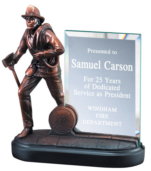 custom engraved firefighter service award