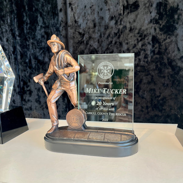 Glass Award - Firefighter Glass Service Award