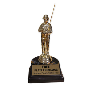 gold fisherman trophy with free engraved plate
