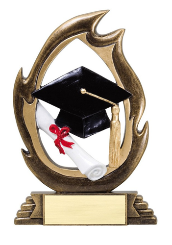 flame graduation trophy