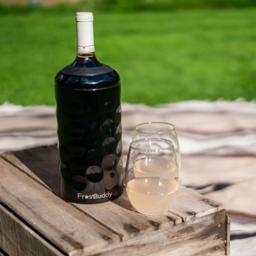 frost buddy wine bottle holder glossy black