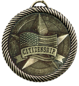 gold citizenship medal with free neck ribbon