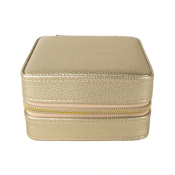 gold vegan leather travel jewelry organizer