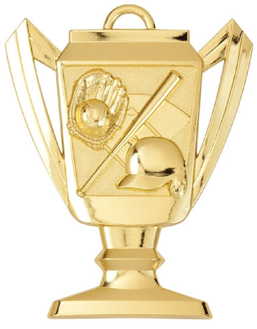 gold trophy shaped baseball medallion