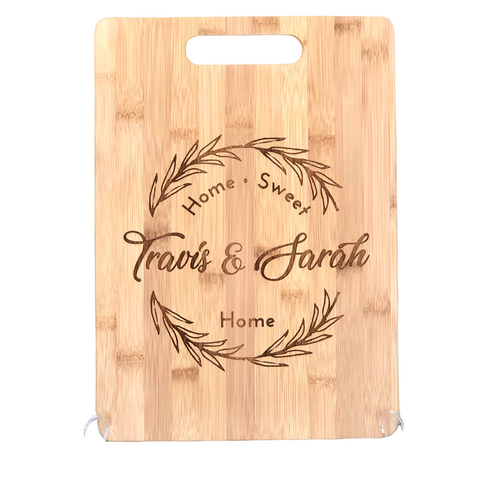 home sweet home bamboo engraved cutting board