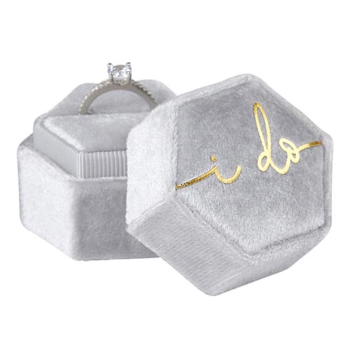 Blue velvet wedding ring box