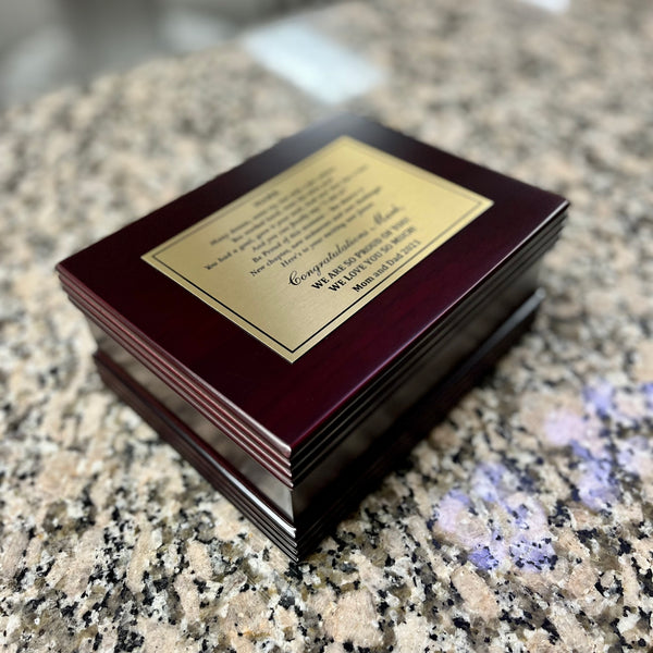 rosewood keepsake box with engraved plate